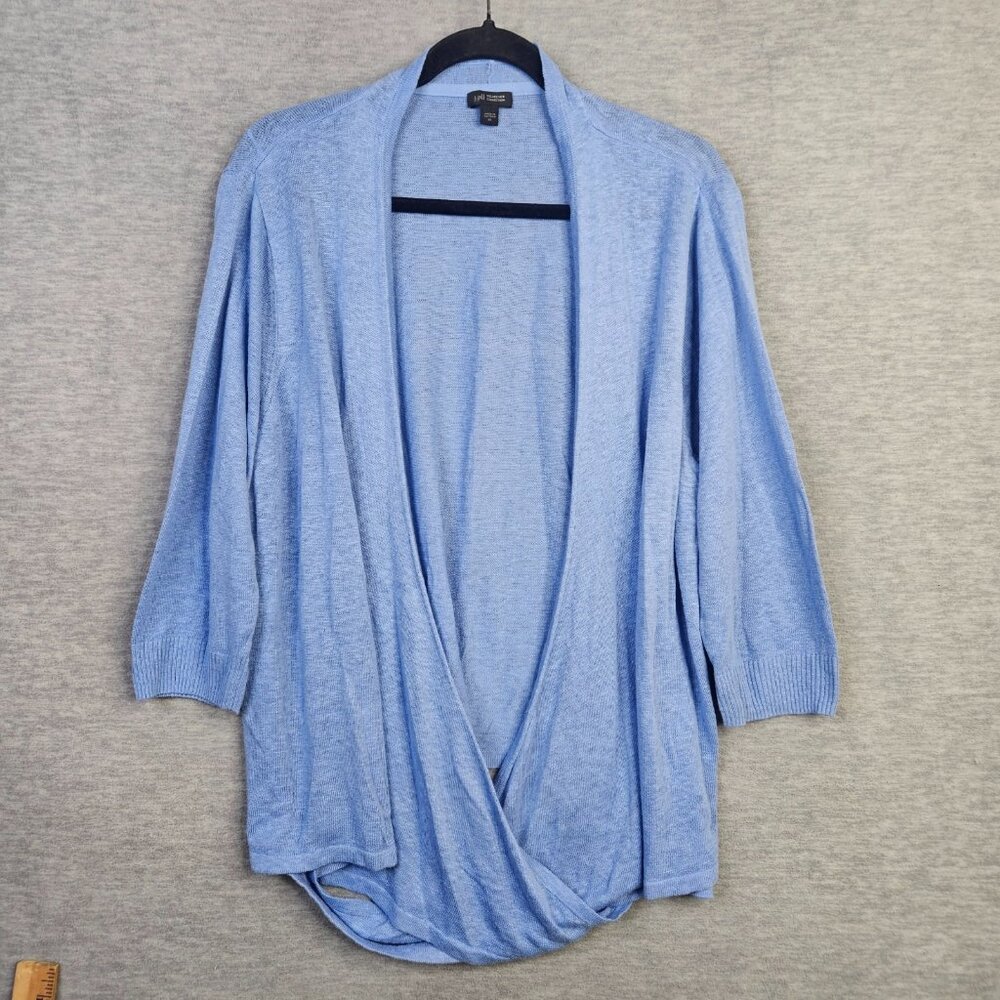 J.JILL Wearever Collection Women's Blue Cross Button V-neck Sweater Size 2X